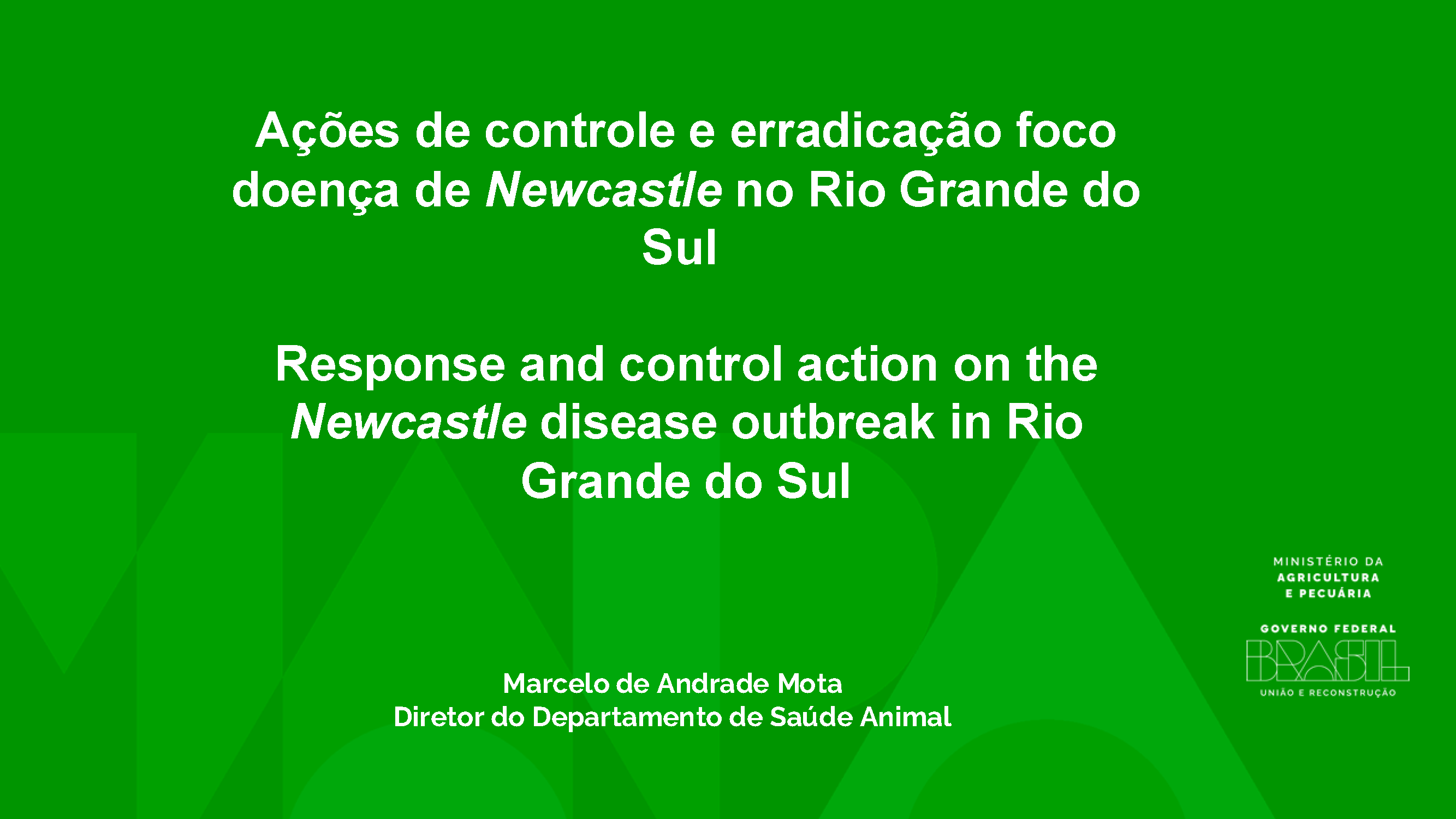 Ações de controle e erradicação foco doença de Newcastle no Rio Grande do Sul