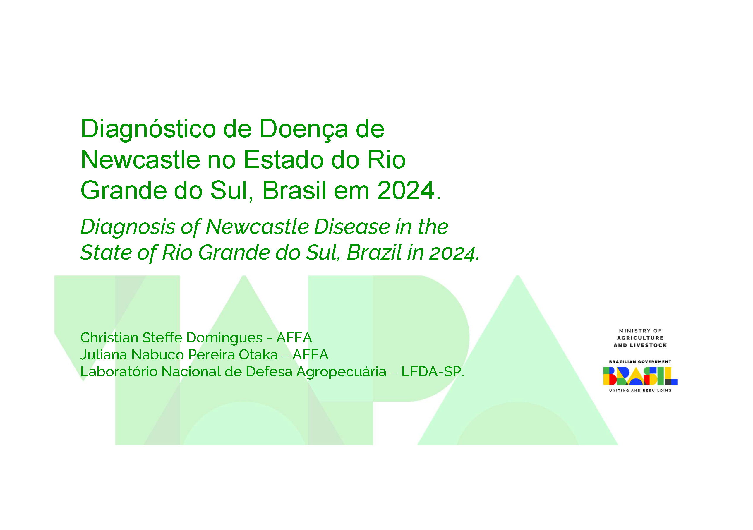 Diagnóstico de Doença de Newcastle no Estado do Rio Grande do Sul, Brasil em 2024.